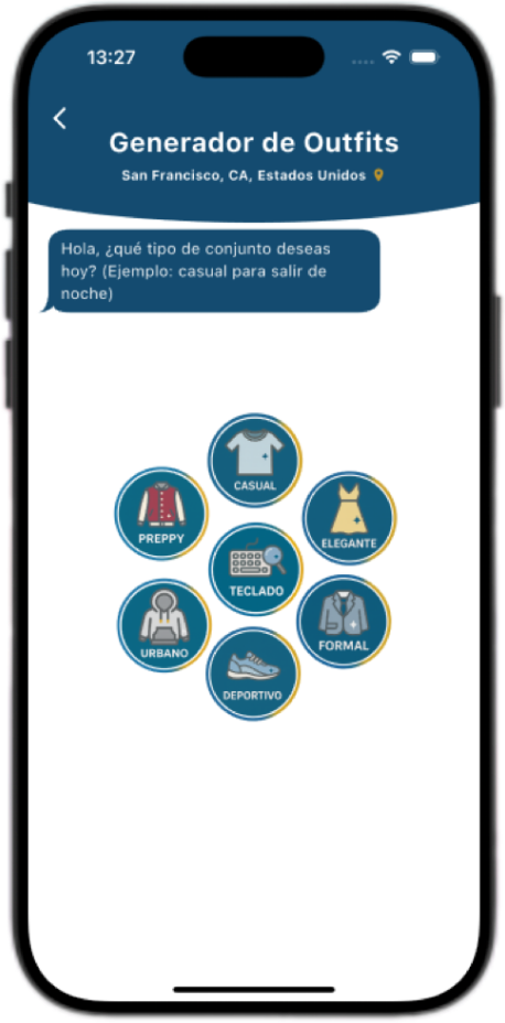Generador de outfits con IA en Seekia con estilos como casual, elegante, formal y deportivo.